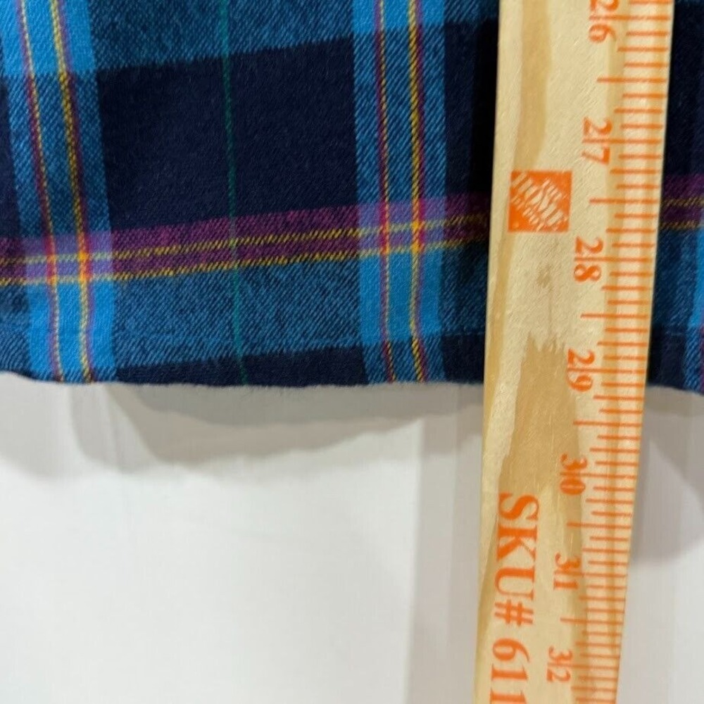 Backpacker Mens Plaid Flannel Shirt Navy Teal Magenta Button Down Small 14-14.5 - Picture 4 of 5